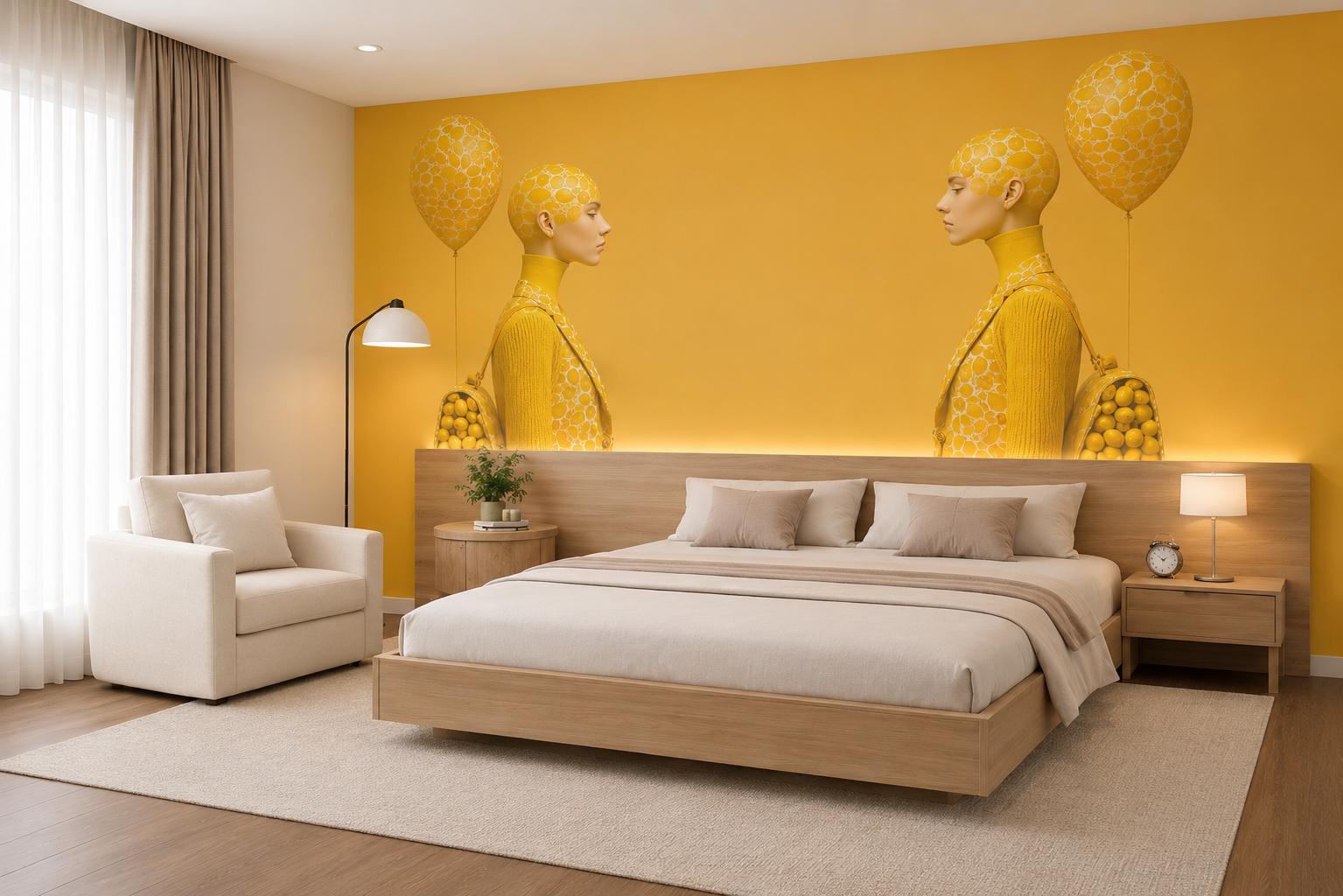 NOMAD guest room with signature art-mural headboard wall